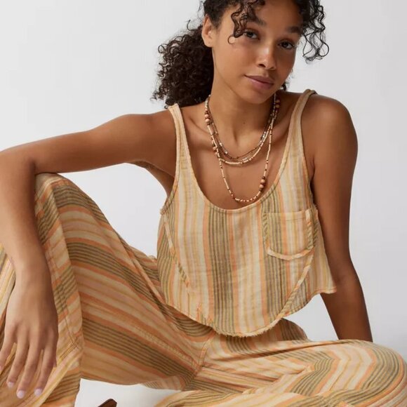 NWT UO Out From Under Cabot Orange Striped Lounge Crop Cami - Picture 12 of 12